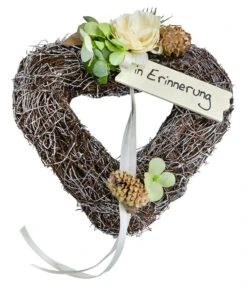 Grabgesteck Salim, Herzförmig, Weiß, Ca. B15/H6/T15 Cm