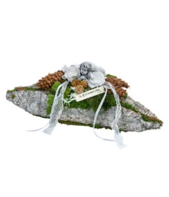 Grabgesteck Aus Rinde, Oval, Weiß, Ca. B40/H15/T14 Cm