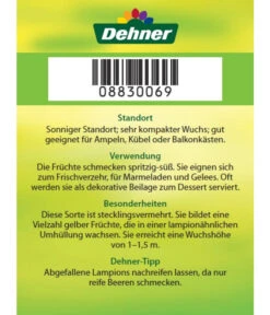 Dehner Ananaskirsche Physalis -Deutschland Genussgarten Verkaufs-Shop 8830069 Ananaskirsche Etikett 2